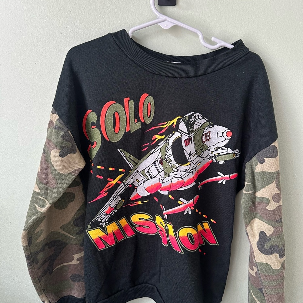 STARTER Black Camouflage Sleeve Solo Mission Sweatshirt